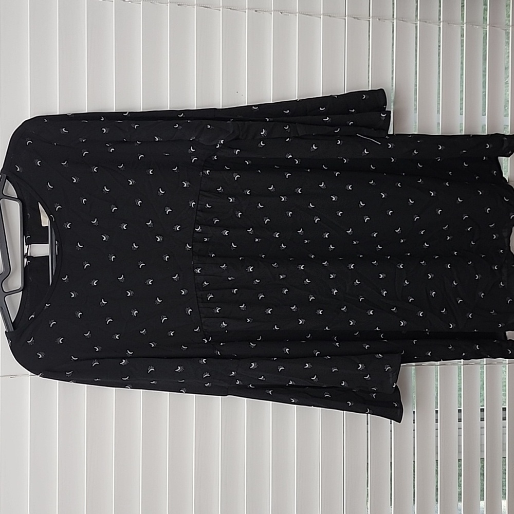 Ann Taylor LOFT Half Moon Black Dress With Bell Sleeves XS